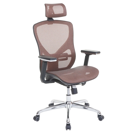 Silla Ergonómica LAMBI, Totalmente Ajustable, Soporte Lumbar, en Color Naranja oscuro