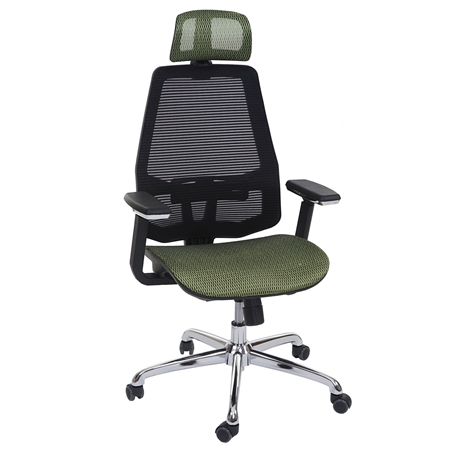 Silla Ergonómica BREND, Soporte Lumbar, Uso 8h, Malla Transpirable Verde y Negro