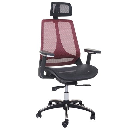 Silla Ergonómica ALAN, Mecanismo Sincronizado, Uso 8 h, En Malla Negro y Rojo