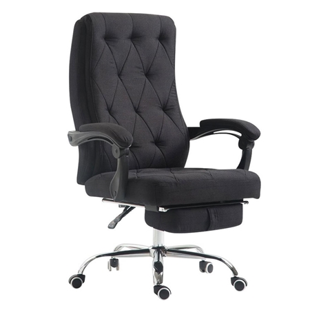 Sillón de Oficina BENETY TELA, Reposapiés Extensible, Gran Acolchado, en Negro