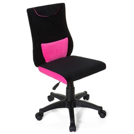 DEMO# Silla para Niños Ergonomica KENY, cojin lumbar desmontable, diseño en Negro y Rosa