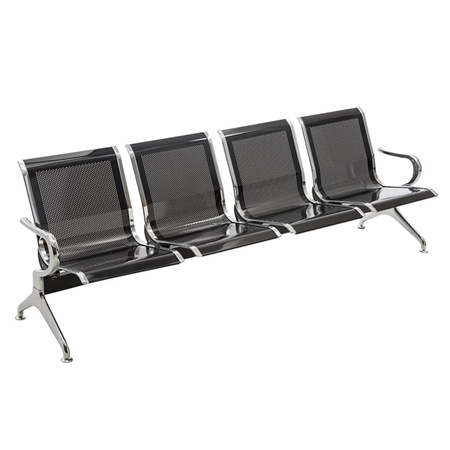 Bancada 4 Asientos AUREA, Estructura Metal, Asiento en Metal color Negro