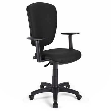 Silla de Oficina CALIPSO PLUS PIEL, Respaldo y Reposabrazos Ajustables, Robusta, En Negro