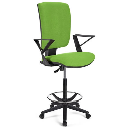 Taburete de Oficina ATLAS, Respaldo Ajustable, Gran Acolchado, En Tela Verde Lima