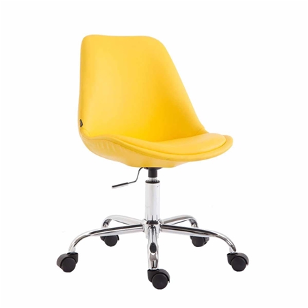 Silla de Oficina de Diseño TULUM, Base Metálica, En Piel color Amarillo