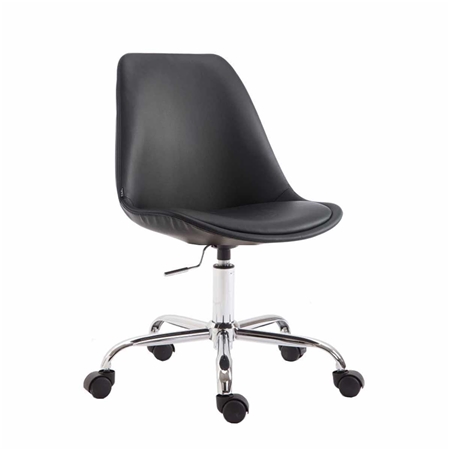 Silla de Oficina de Diseño TULUM, Base Metálica, En Piel color Negro