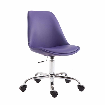 Silla de Oficina de Diseño TULUM, Base Metálica, En Piel color Morado