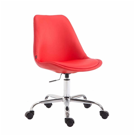 Silla de Oficina de Diseño TULUM, Base Metálica, En Piel color Rojo