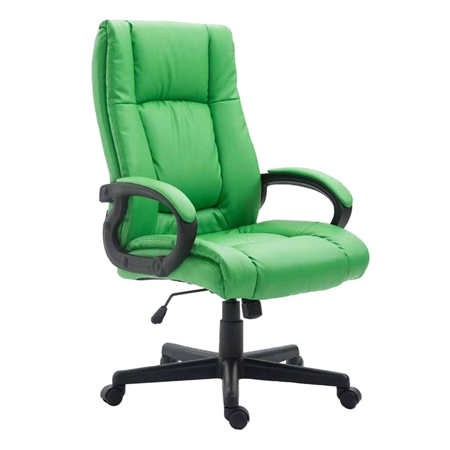 Sillón de oficina NINA PIEL, Gran Acolchado, Diseño Elegante, En Piel Color Verde