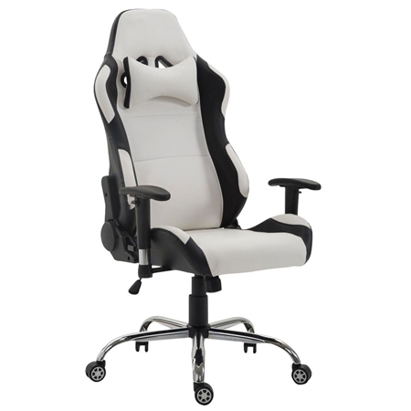 Silla Gaming ROSBY, Diseño Deportivo y Gran Comodidad, en Piel, Color Blanco