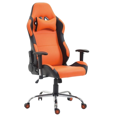 Silla Gaming ROSBY, Diseño Deportivo y Gran Comodidad, en Piel, Color Naranja