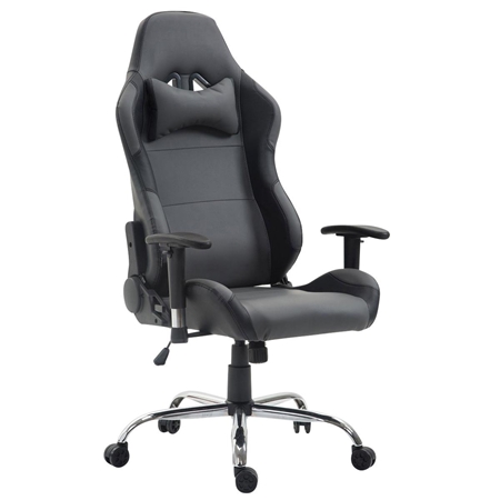 Silla Gaming ROSBY, Diseño Deportivo y Gran Comodidad, en Piel, Color Gris