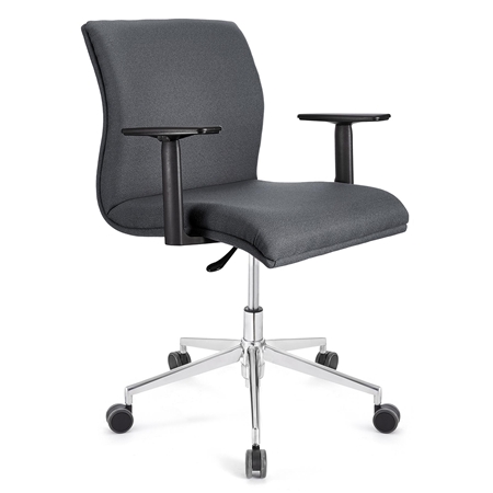 Silla de Oficina ANIBAL BASE PRO, Brazos Ajustables, Acolchado en Tela Gris