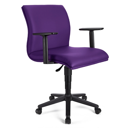 Silla de Oficina ANIBAL BASE PIEL, Brazos Ajustables, Acolchado en Color Morado