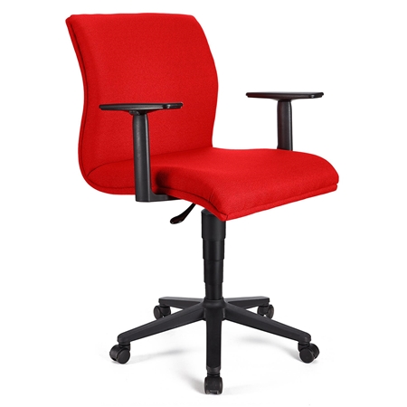 DEMO# Silla de Oficina ANIBAL BASE, Brazos Ajustables, Acolchado en Tela Roja