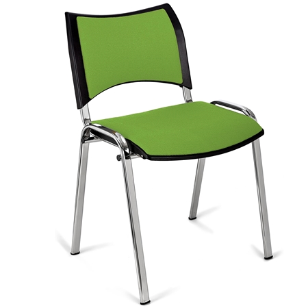 Silla de Confidente ROMEL, Cómodo Acolchado, Apilable, Patas Cromadas, en Tela Verde Lima