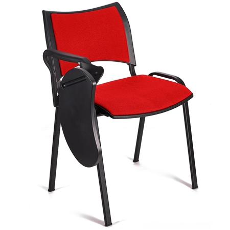 Silla de Confidente ROMEL CON PALA, Cómodo Acolchado, Apilable, Patas Negras, en Tela Roja