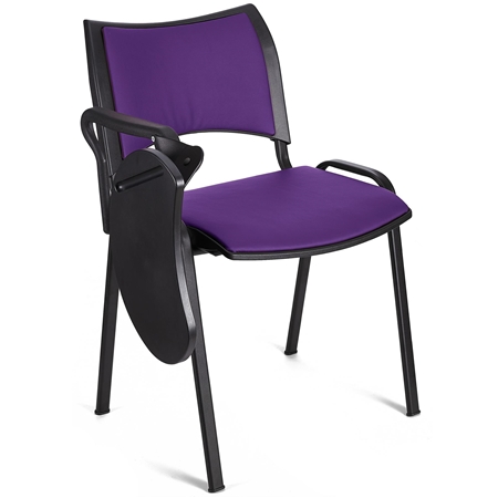 Silla de Confidente ROMEL CON PALA PIEL, Cómodo Acolchado, Apilable, Patas Negras, en Morado