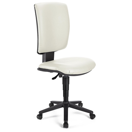 DEMO# Silla de Oficina ATLAS SIN BRAZOS PIEL, Respaldo Ajustable, Gran Acolchado, En Blanco