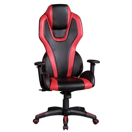 Silla de Ordenador Gaming LANDAU, Reposabrazos Ajustables, En Piel color Rojo y Negro