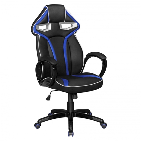 Silla de Oficina WIND PRO, Exclusivo Diseño, en Piel, Color Negro/ Azul