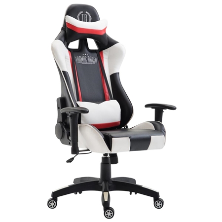 Silla Gaming JEMEX, Respaldo Reclinable, Cojines Incluidos, en Piel Negro/Blanco