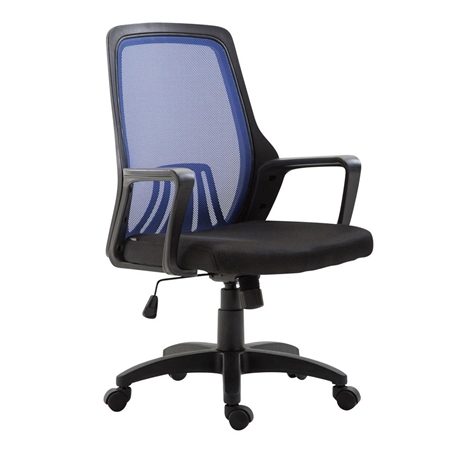 Silla de Oficina CLIVEN, Soporte Lumbar, Mecanismo Basculante, Color Azul