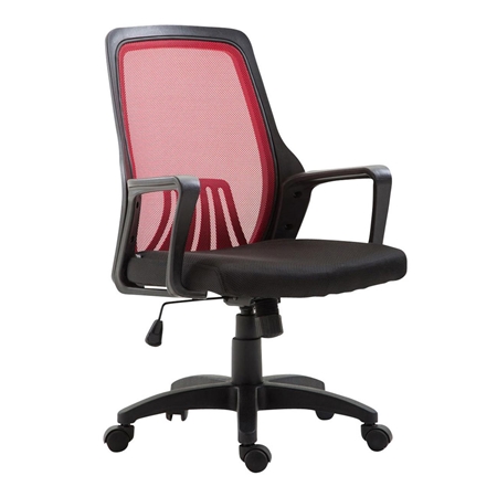 Silla de Oficina CLIVEN, Soporte Lumbar, Mecanismo Basculante, Color Rojo