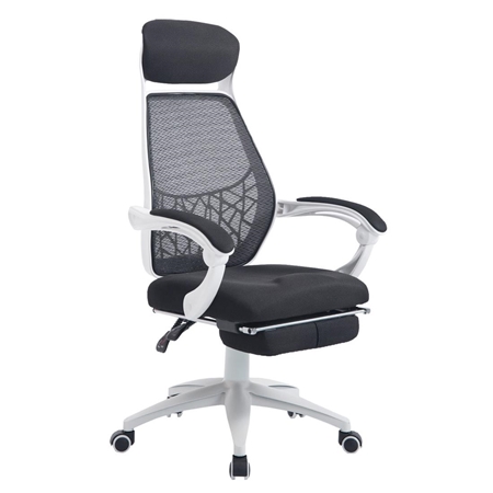 Silla de Oficina MARTXEL, Reposapiés Extensible, Reclinable, Color Blanco y Negro