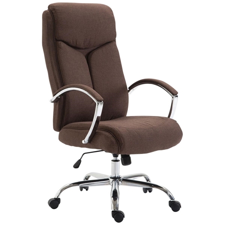 Silla de Oficina BAUDY TELA, Grueso Acolchado, Base Metálica, Tapizada en color Marrón