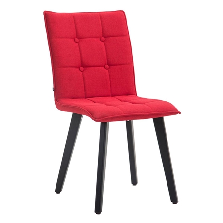 Silla de Confidente ERNY, Patas de Madera Negras, Tela Roja