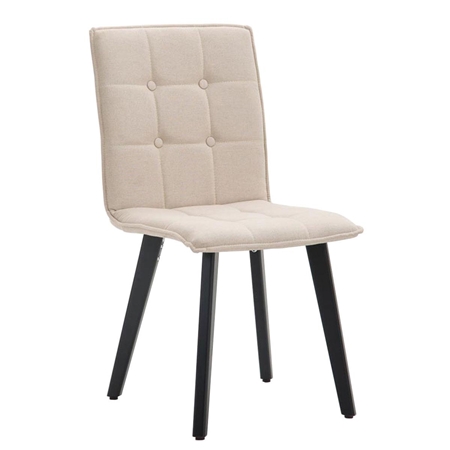 Silla de Confidente ERNY, Patas de Madera Negras, Tela Beige