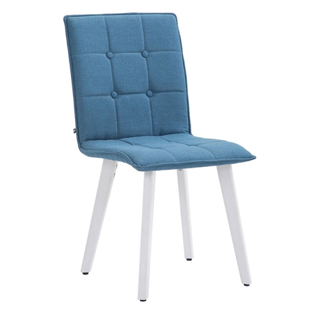 Silla de Confidente ERNY, Patas de Madera Blancas, Tela Azul