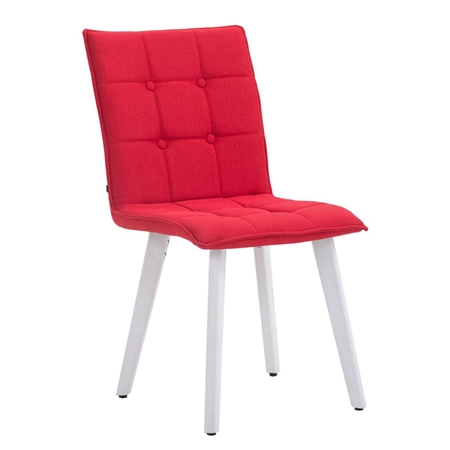 Silla de Confidente ERNY, Patas de Madera Blancas, Tela Roja