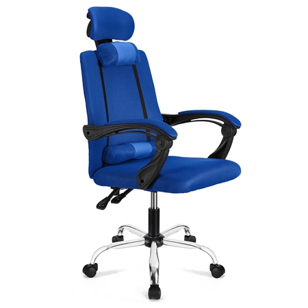 DEMO# Silla Ergonómica FABIO, Reclinable, con Cojines, en Malla Transpirable color Azul