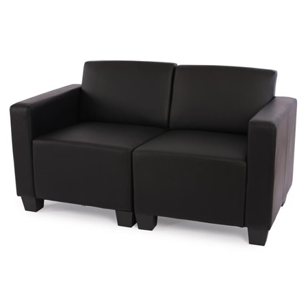 Sofá Modular de 2 plazas LONY, Gran Acolchado, Exclusivo Diseño, en Piel color Negro