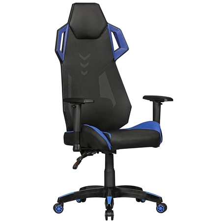 Silla Gaming GAMEPAK, Ergonómica, Soporte Lumbar, en Piel y Malla color Negro y Azul