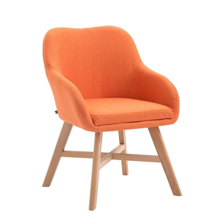 Silla de Confidente KETEL Muy Exclusiva, Estructura en Madera, Patas Claras y Tela Naranja