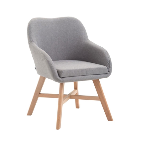 Silla de Confidente KETEL Muy Exclusiva, Estructura en Madera, Patas Claras y Tela Gris Claro