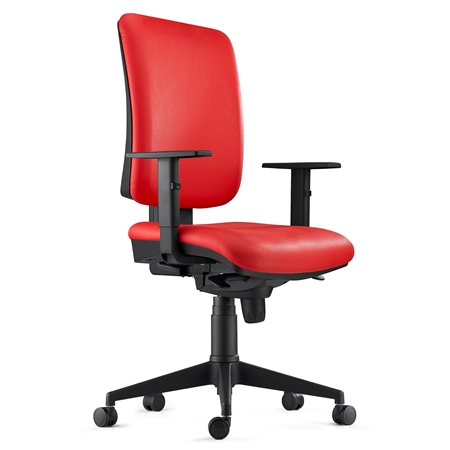 Silla Ergonómica PIERO, en Piel color Rojo, con Brazos Ajustables