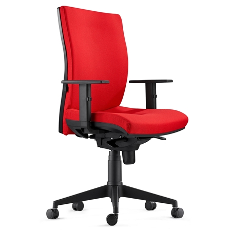 Silla Ergonómica KEVIN, Tela Roja, con Soporte Lumbar