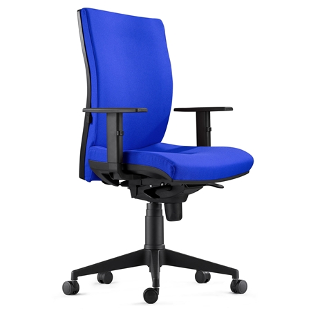 Silla Ergonómica KEVIN, Tela Azul, con Soporte Lumbar