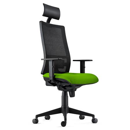 Silla Ergonómica MARSA, Reposacabezas, Brazos Ajustables y Soporte Lumbar, en Verde