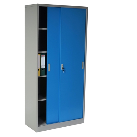 DEMO# Archivador Metálico EDIT, 2 puertas correderas, 180x85x40 cm, en Acero, Color Azul