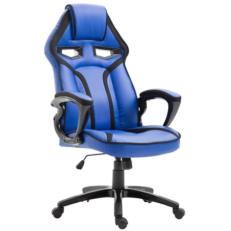 Silla Gaming GOTAM, Mecanismo Basculante, Diseño Deportivo, en Piel color Azul