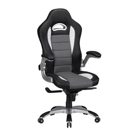 DEMO# Silla de Ordenador NORIS con precioso Diseño gaming, Tapizada en Piel, Uso Profesional 8h, Negro