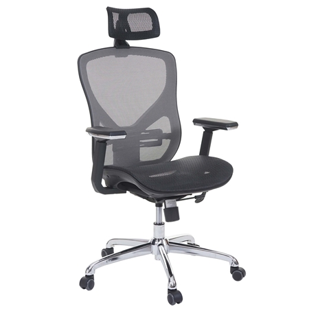 DEMO# Silla Ergonómica LAMBI, Totalmente Ajustable, Soporte Lumbar, en Color Negro / Gris