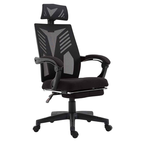 Silla Gaming NEON, Ergonómica, Reposapiés Extensible, en Malla Transpirable Negra