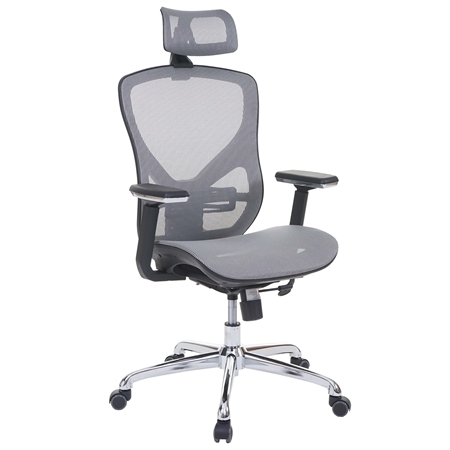 DEMO# Silla Ergonómica LAMBI, Totalmente Ajustable, Soporte Lumbar, en Color Gris