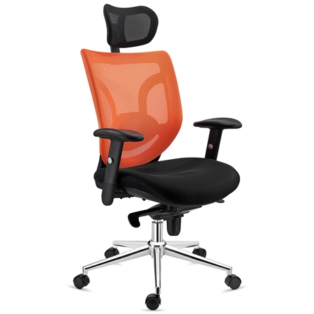 DEMO# Silla Ergonómica LAMBO, Uso 8H, Reposacabezas, Increíble Soporte Lumbar, En Naranja